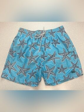Trunks Surf & Swim Co Blue Starfish Print Swim Trunks Men's Size Medium